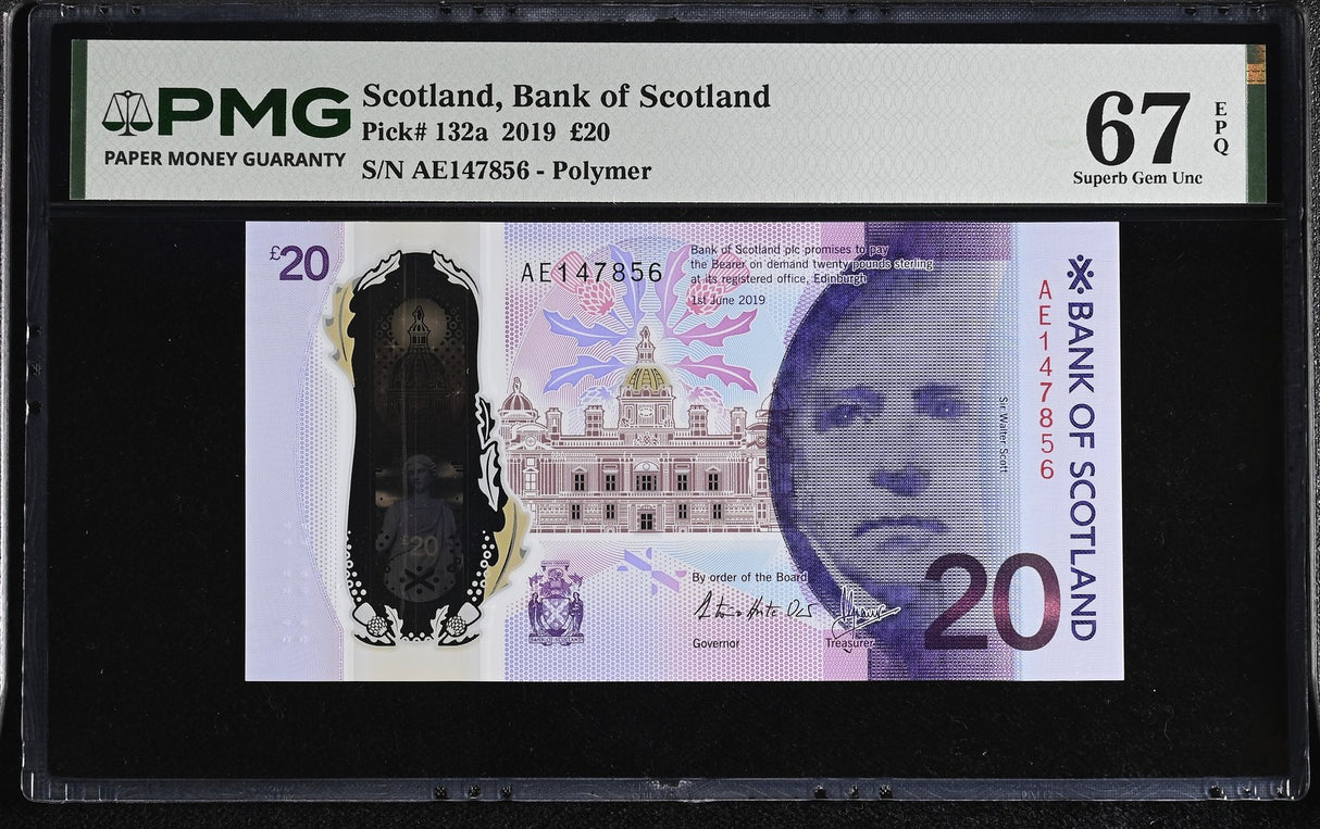 Scotland 20 Pounds 2019 Polymer P 132 a Superb Gem UNC PMG 67 EPQ