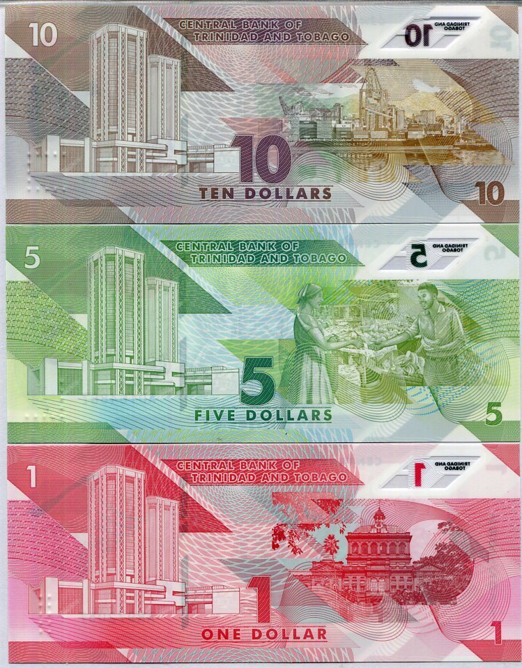 Trinidad & Tobago Set 3 Pcs 1 5 10 Dollar 2020 Polymer P 60 61 62 UNC