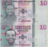 Eswatini Set 2 PCS of 10 Emalangeni Swaziland 2015 2024 P 41 P NEW Design UNC