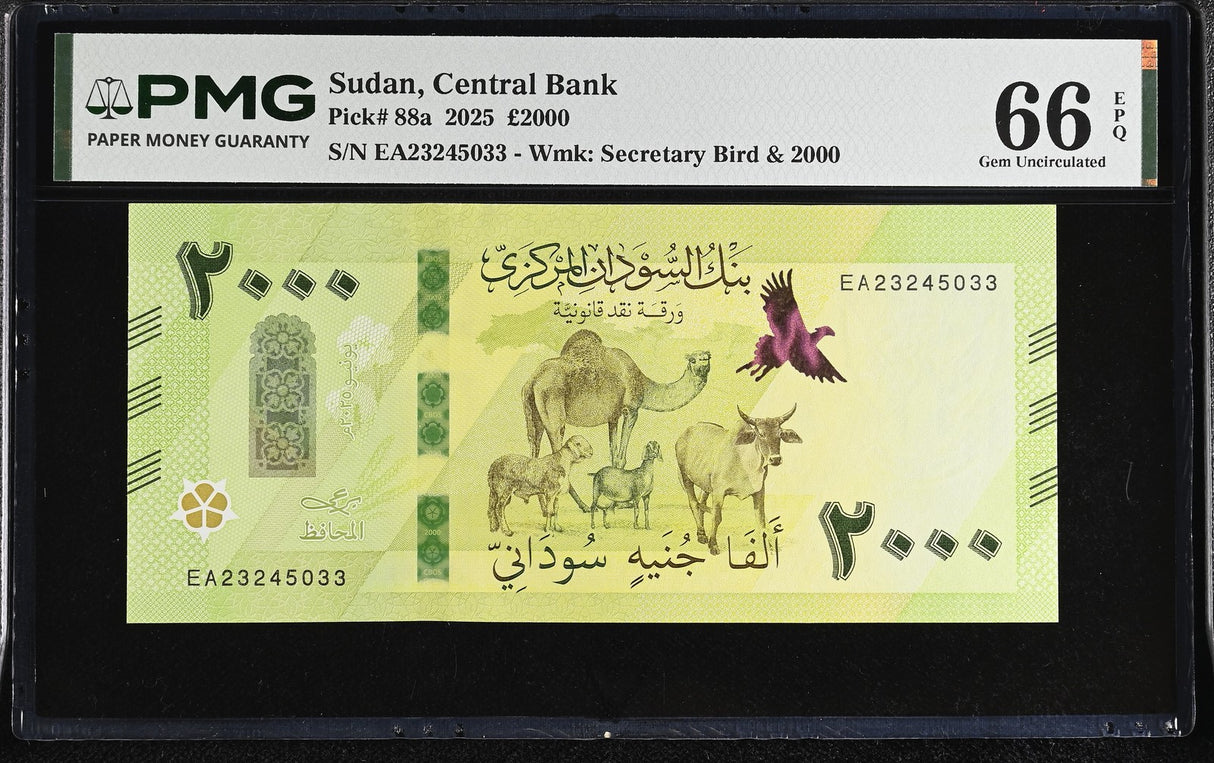 Sudan 2000 Pounds 2025 P 88 a Gem UNC PMG 66 EPQ