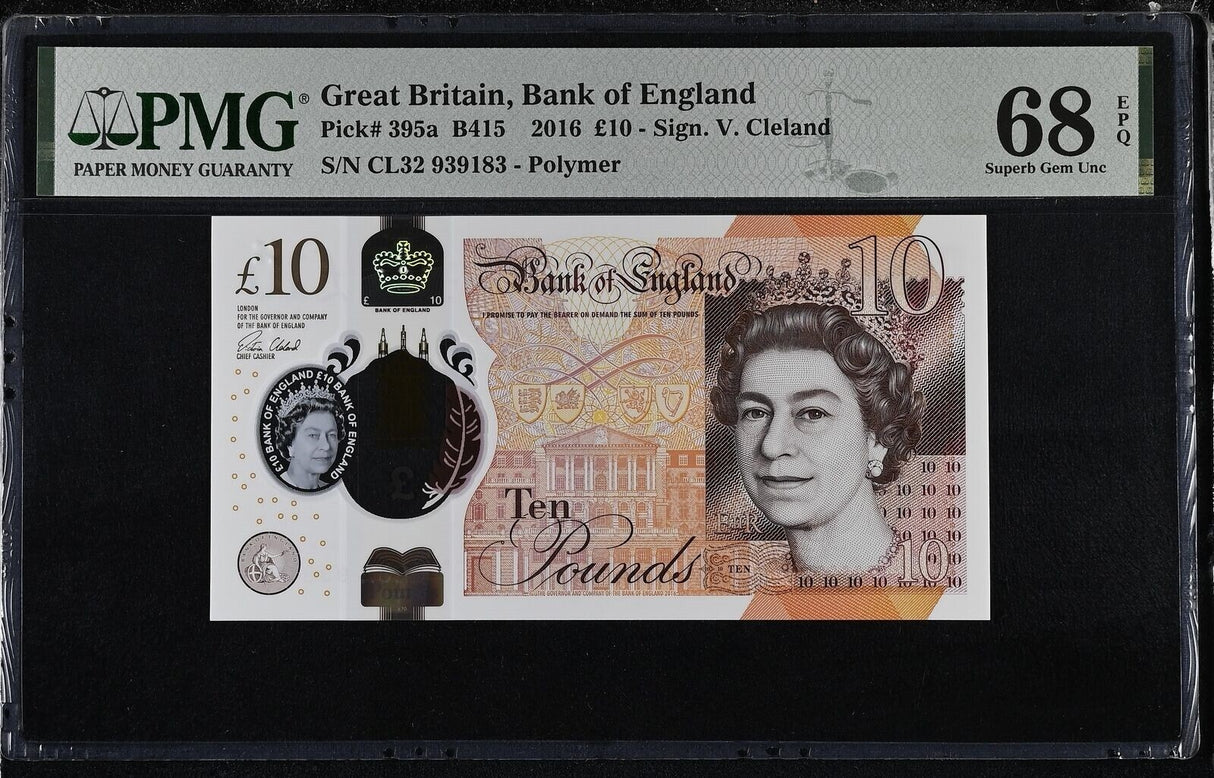 Great Britain 10 Pounds 2016 P 395 a Polymer Superb Gem UNC PMG 68 EPQ