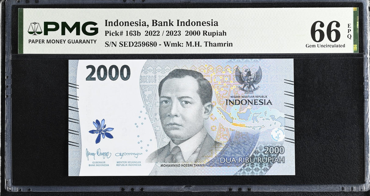 Indonesia 2000 Rupiah 2022 / 2023 P 163 b GEM UNC PMG 66 EPQ