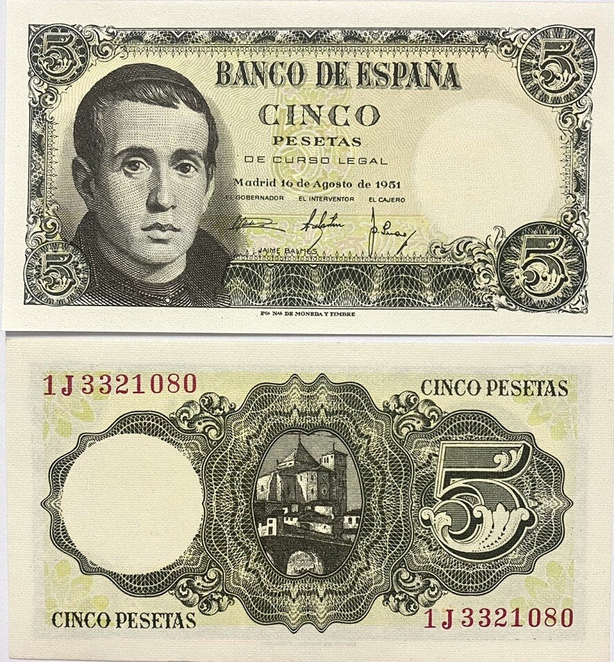 Spain 5 Pesetas 1951 P 140 UNC