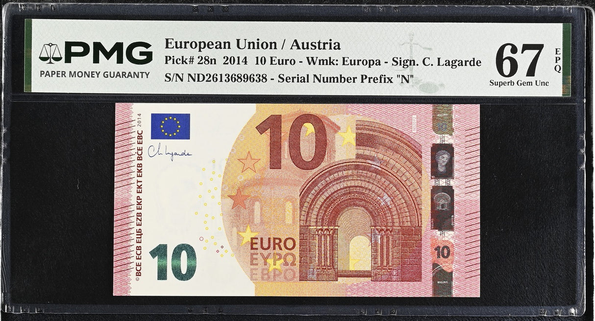 Euro 10 Euro Austria 2014 P 28 n Superb Gem UNC PMG 67 EPQ