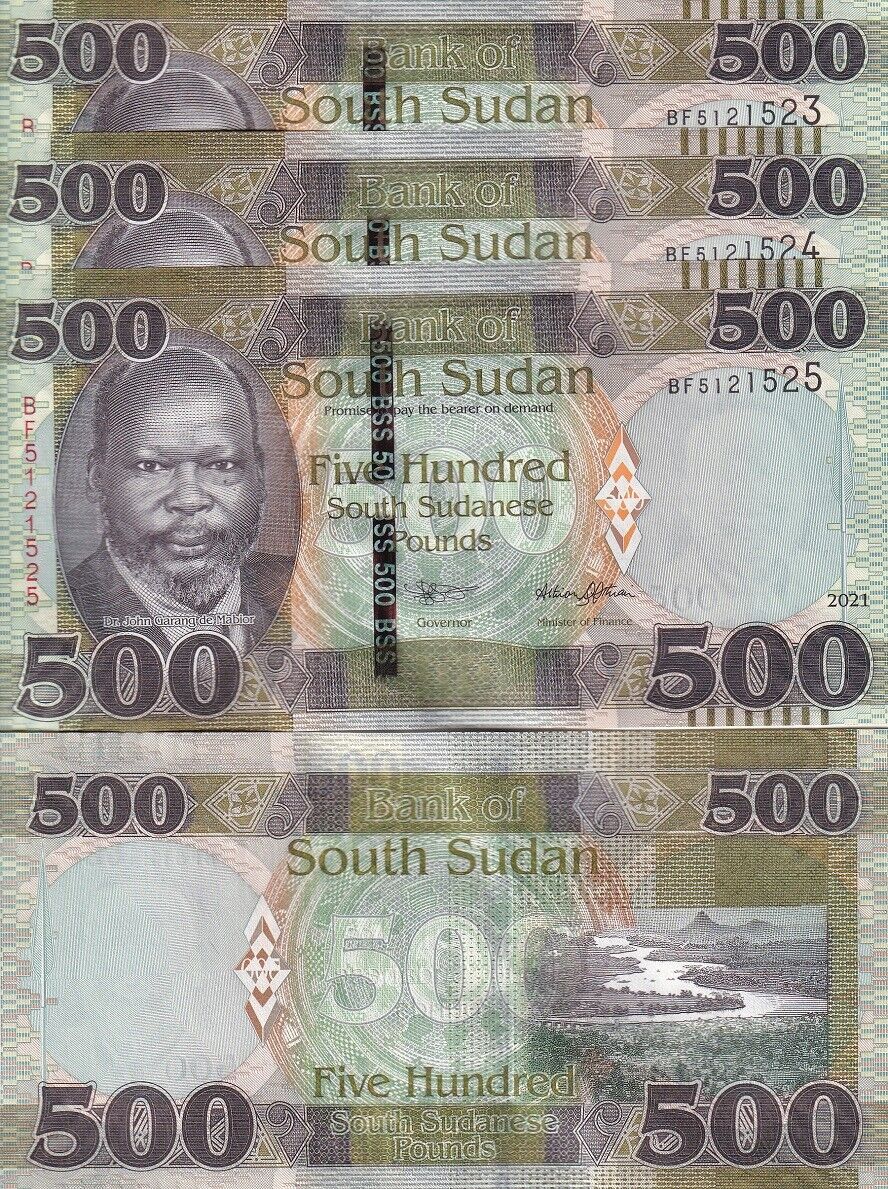 South Sudan 500 Pound 2021 P 16 UNC Lot 3 PCS