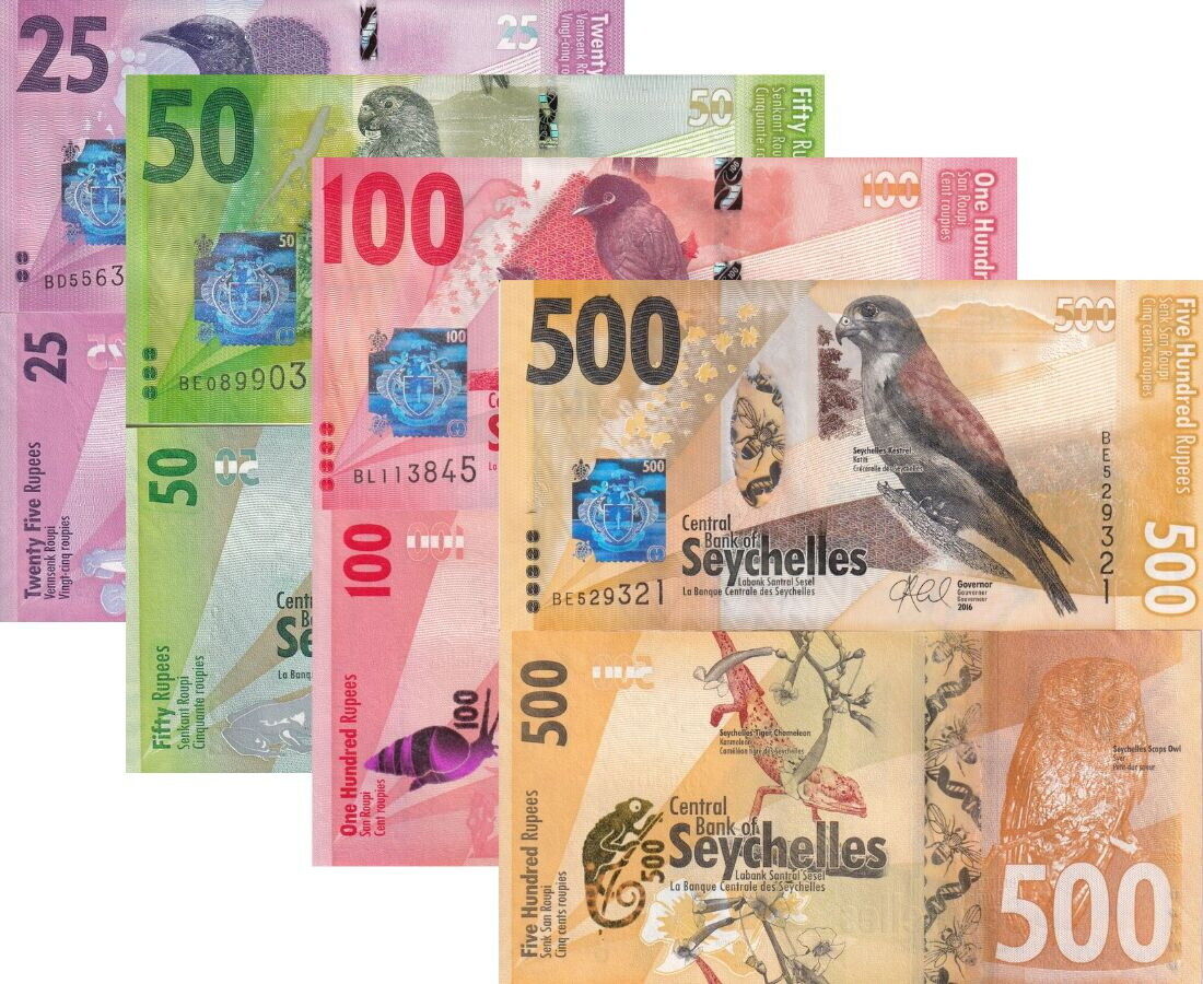 Seychelles SET 4 PCS 25 50 100 500 Rupees ND 2016 P 48 P 49 P 50 51 UNC
