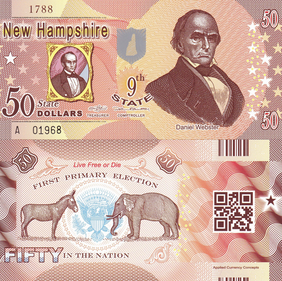 UNITED STATE USA. 50 D. 2014 NH NEW HAMPSHIRE 9th ST. D. WEBSTER POLYMER Private