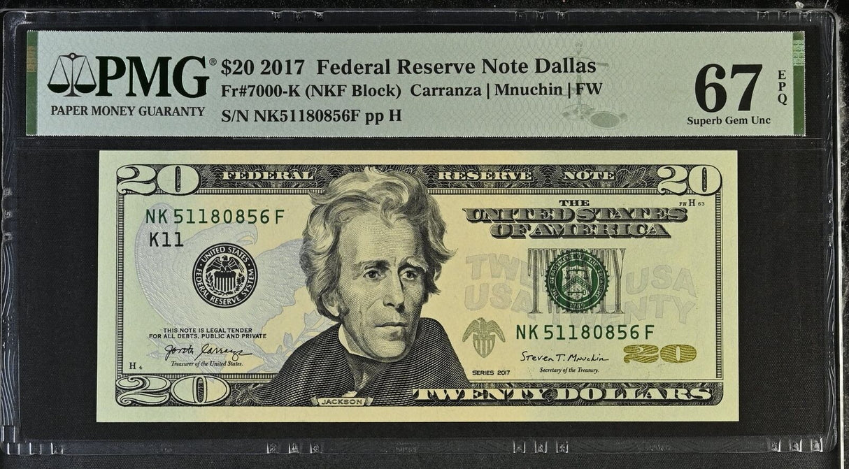 United States 20 Dollars USA 2017 P 546 K Dallas Superb Gem UNC PMG 67 EPQ