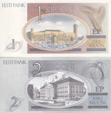 Estonia Set 2 UNC 1 2 Kroon 1992 2006 P 69 85 UNC