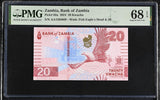 Zambia 20 Kwacha 2024 P 63 a AA Prefix Superb Gem UNC PMG 68 EPQ TOP POP