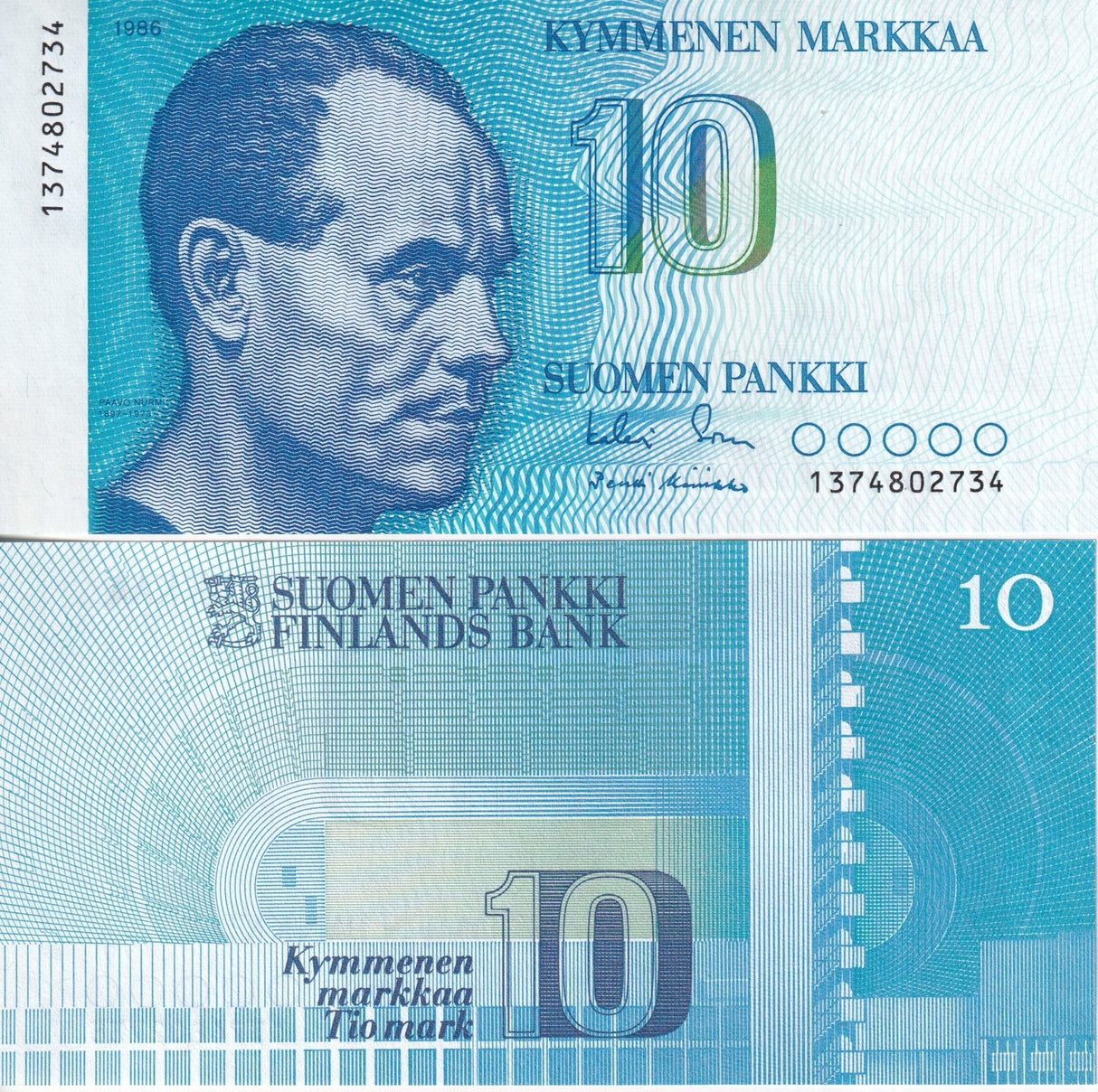 Finland 10 Markkaa 1986 Random Sign P 113 UNC