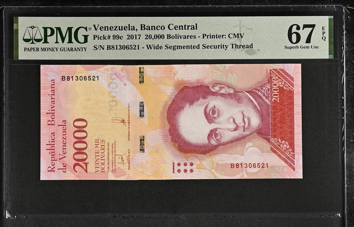 Venezuela 20000 Bolivares 2017 P 99 c Superb Gem UNC PMG 67 EPQ