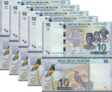 Bolivia 10 Bolivianos 2018 2024 P 248 UNC LOT 5 PCS ,Picaflor gigante bird
