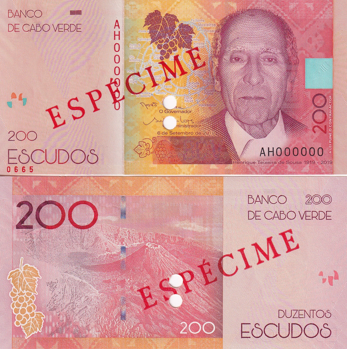 Cape Verde 200 Escudos 2019/2021 Specimen Paper P 76 UNC