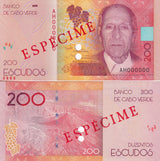 Cape Verde 200 Escudos 2019/2021 Specimen Paper P 76 UNC