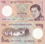 Bhutan 50 Ngultrum 2021 P 31 UNC Jigme Khesar Namgyel Tongsa Dzong
