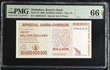 Zimbabwe 50 Billion Dollars 2008 P 63 GEM UNC PMG 66 EPQ