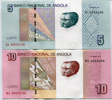 Angola Set 2 UNC 5 10 Kwanzas 2012 / 2017 P 151A 151B 1 SET = 2 PCS