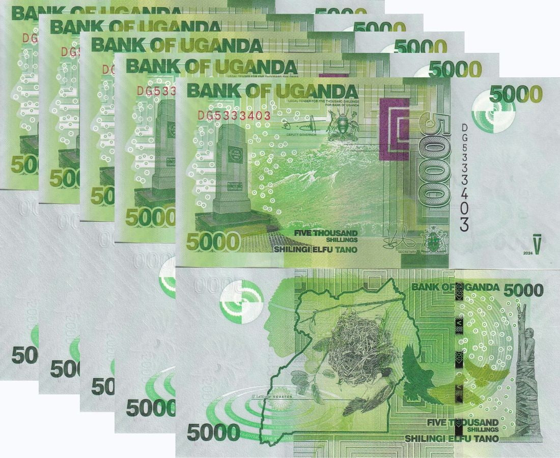 Uganda 5000 Shillings 2024 P 51 LOT 5 UNC