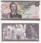 LUXEMBOURG 50 FRANCS 1972 P 55 a UNC