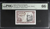 Spain 1 Pesetas 1953 ND 1954 P 144 a Gem UNC PMG 66 EPQ