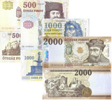 Hungary Set 3 UNC 500 1000 2000 Forint 2013 - 2015 P 196 P 197 P 198