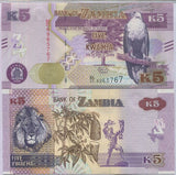 Zambia 5 Kwacha 2020 P 57 UNC , Oberthur Fiduciaire, France