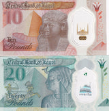 Egypt SET 2 UNC 10 20 Pounds 2022-2023 Polymer Mixed Dates P 81 82