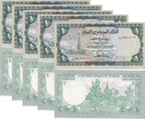 Yemen 1 Rial ND 1983 P 16B UNC LOT 5 PCS ,Khat bushes ,Al-Bakiriyah mosque