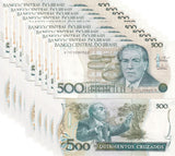 Brazil 500 Cruzados ND 1986-1988 P 212 c UNC LOT 10 PCS