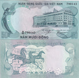 South Vietnam 50 Dong ND 1972 P 30 UNC Palace of Independence Saigon Horse