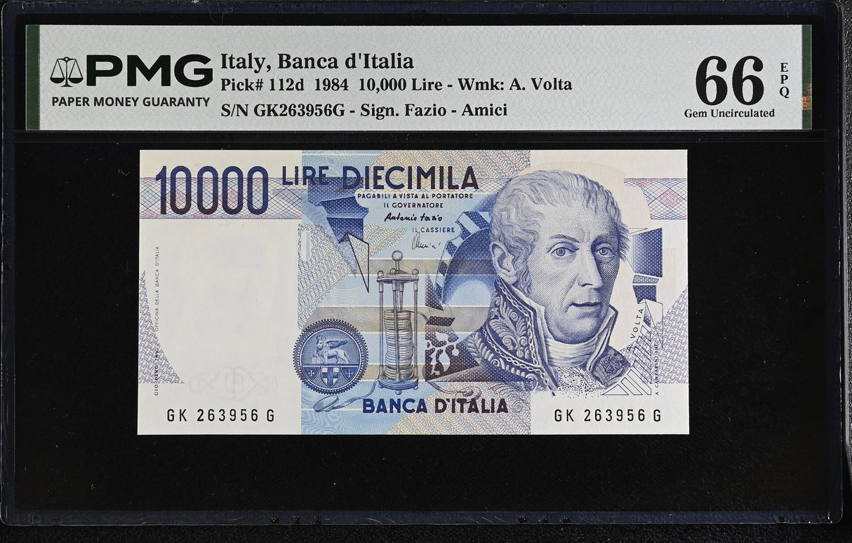 Italy 10000 Lire 1984 P 112 d Fazio Amici Gem UNC PMG 66 EPQ