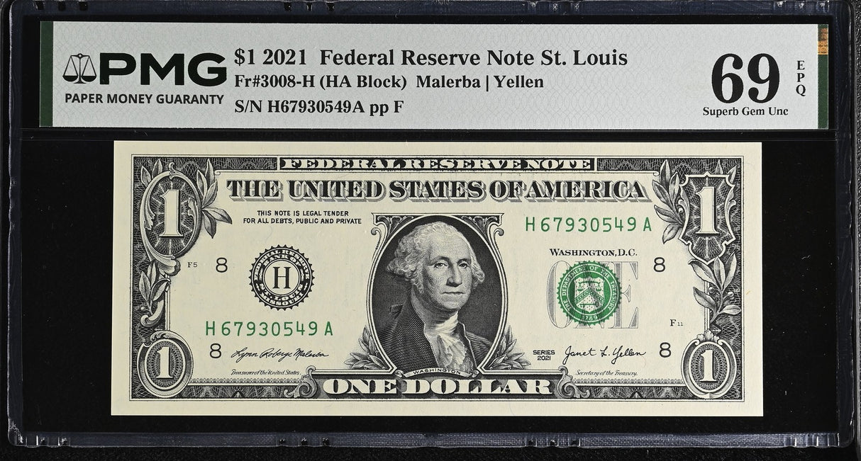 United States 1 Dollar Usa 2021 P 549 H St.Louis Superb Gem UNC PMG 69 EPQ
