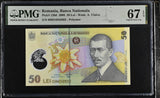 Romania 50 Lei 2008 P 120 d Polymer Superb Gem UNC PMG 67 EPQ