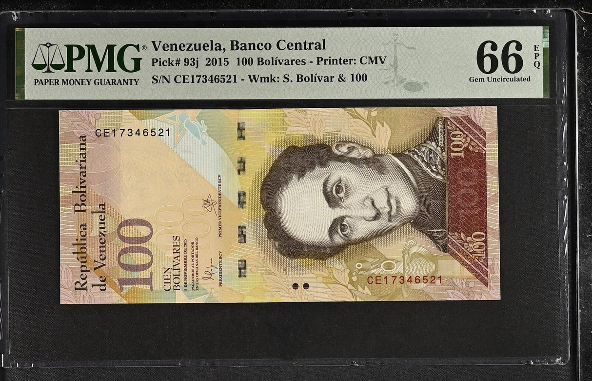 Venezuela 100 Bolivares 2015 P 93 j GEM UNC PMG 66 EPQ