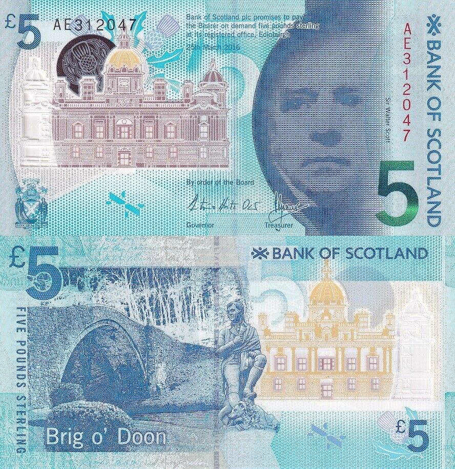 Scotland 5 Pound 2016 P 130 Bank of Scotland UNC
