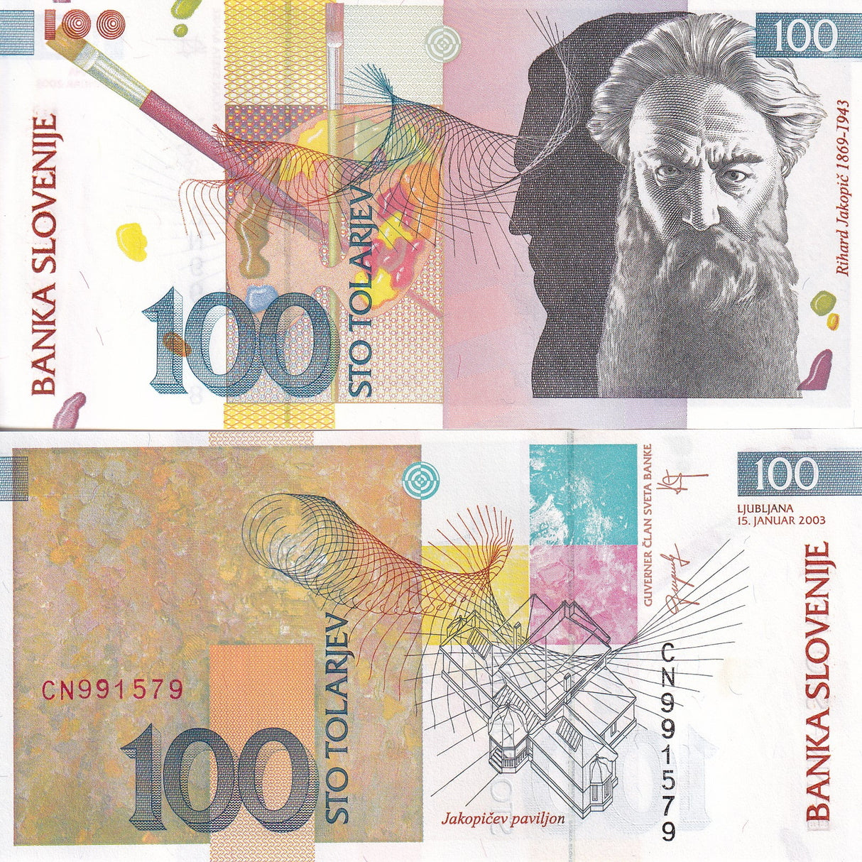 Slovenia 100 Tolarjev 2003 P 31 UNC