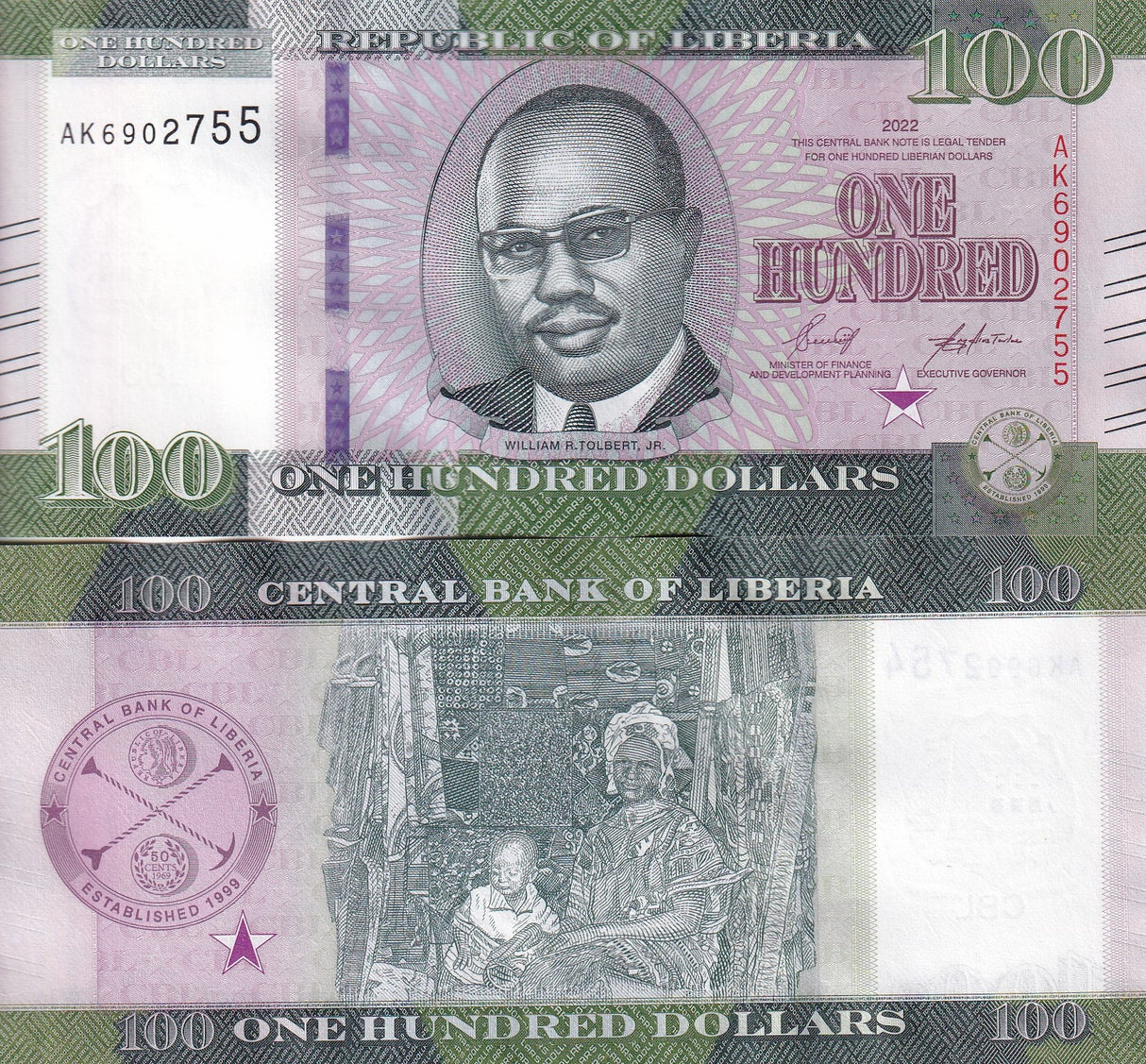 Liberia 100 Dollars 2022 P 41 UNC