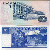 Singapore SET 2 PCS 1 Dollar ND 1976 1978 P 9 18 UNC, Black-naped tern, Sha Chua