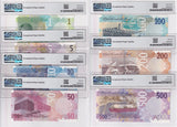 Qatar Set 7; 1-200 500 Riyals 2020-2022 P 32 33 34- 38 Superb UNC PMG 66 67 EPQ