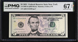 United States 5 Dollars Usa 2021 P 551 B New York Superb Gem UNC PMG 67 EPQ