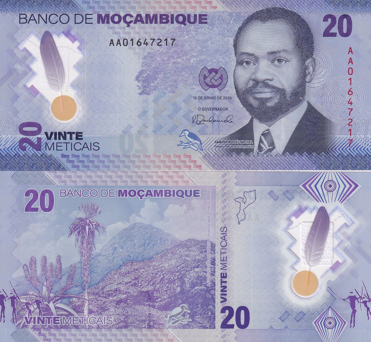 Mozambique 20 Meticais 2024 Polymer new family P 155 UNC