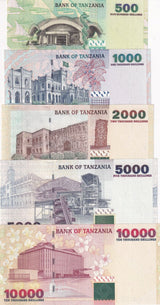 Tanzania Set 5 UNC 500 1000 2000 5000 10000 Shillings ND 2003 P 35 36 -P 39 UNC