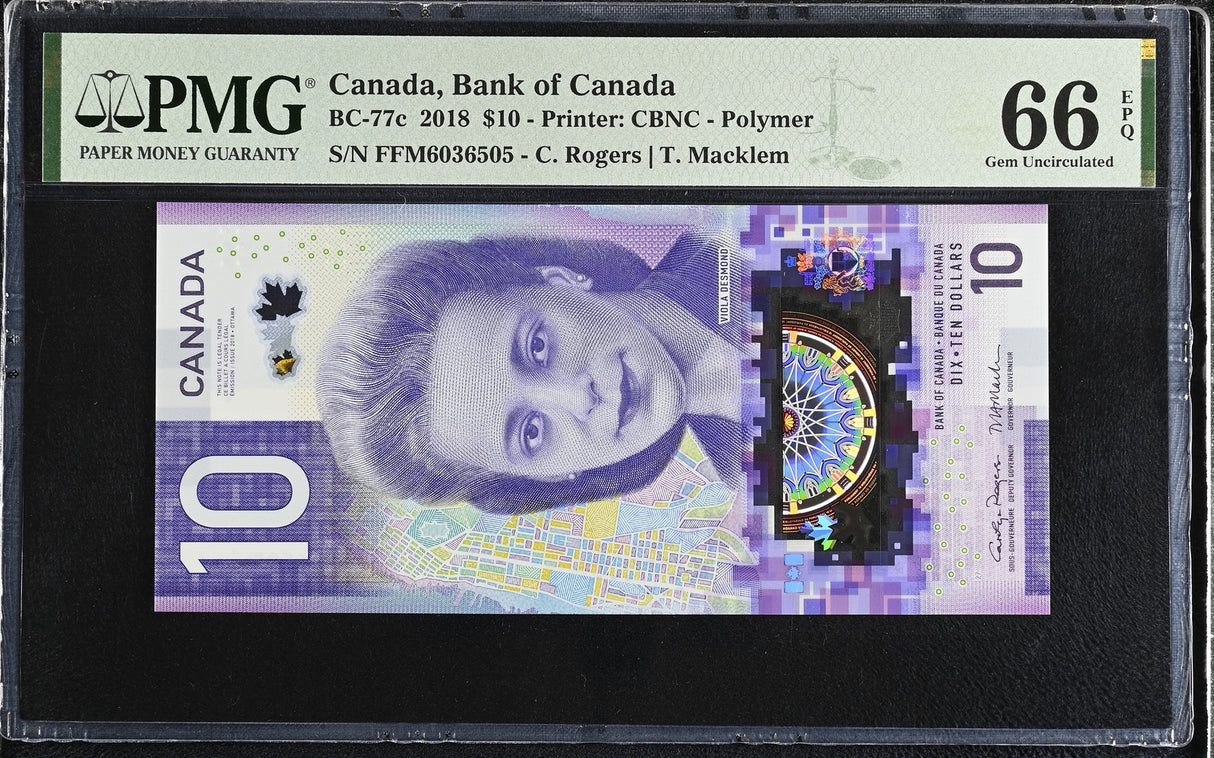 Canada 10 Dollars 2018 P 113 Polymer Rogers Macklem Gem UNC PMG 66 EPQ