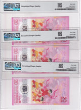China Lot x 3;20 Yuan 2026 P 922 Horse Polymer Superb Gem UNC PMG 68 EPQ