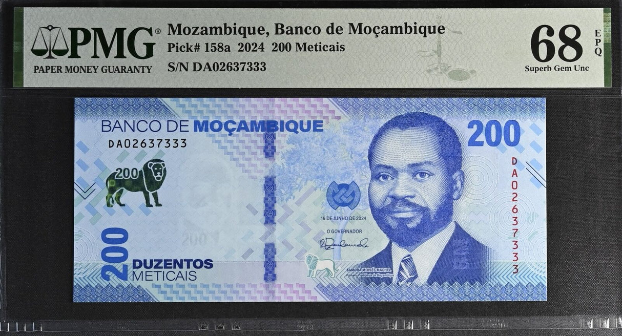Mozambique 200 Meticais 2024 P 158 a Superb Gem UNC PMG 68 EPQ TOP POP