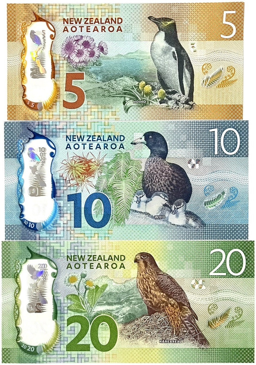 New Zealand Set 3 UNC 5 10 20 Dollars 2015-2018 P 191 P 192 193