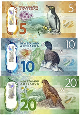 New Zealand Set 3 UNC 5 10 20 Dollars 2015-2018 P 191 P 192 193