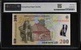 Romania 200 Lei 2022 P 122 l Polymer Superb Gem UNC PMG 69 EPQ
