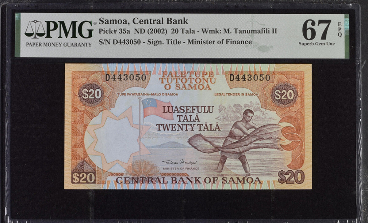 Samoa 20 Tala ND 2002 P 35 a Superb Gem UNC PMG 67 EPQ TOP POP